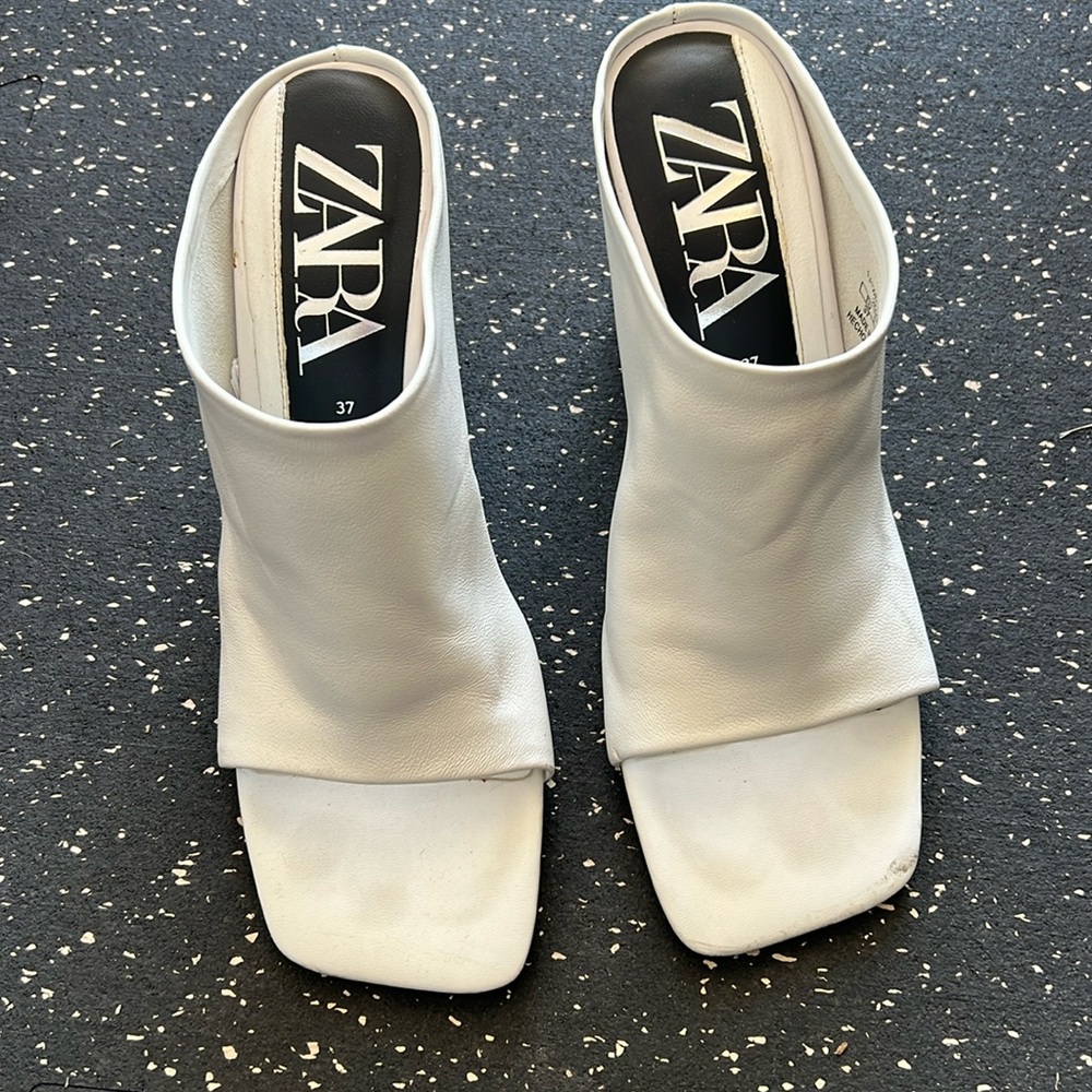 Zara white mules
